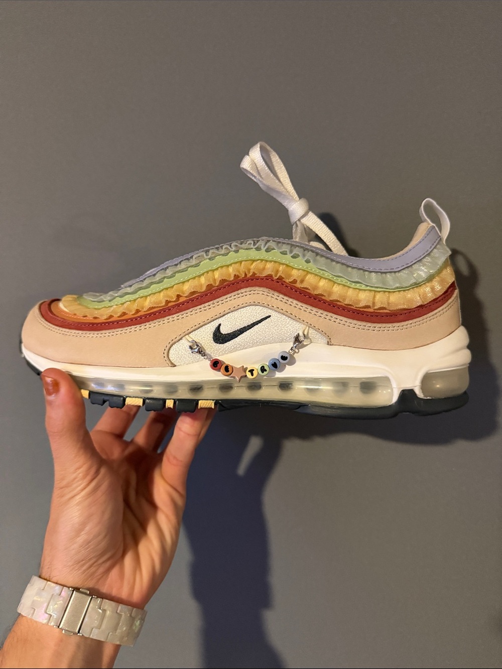 Nike Air Max 97 “Be True” Pride Collection Pastel Rainbow Accent Sneakers NWOT